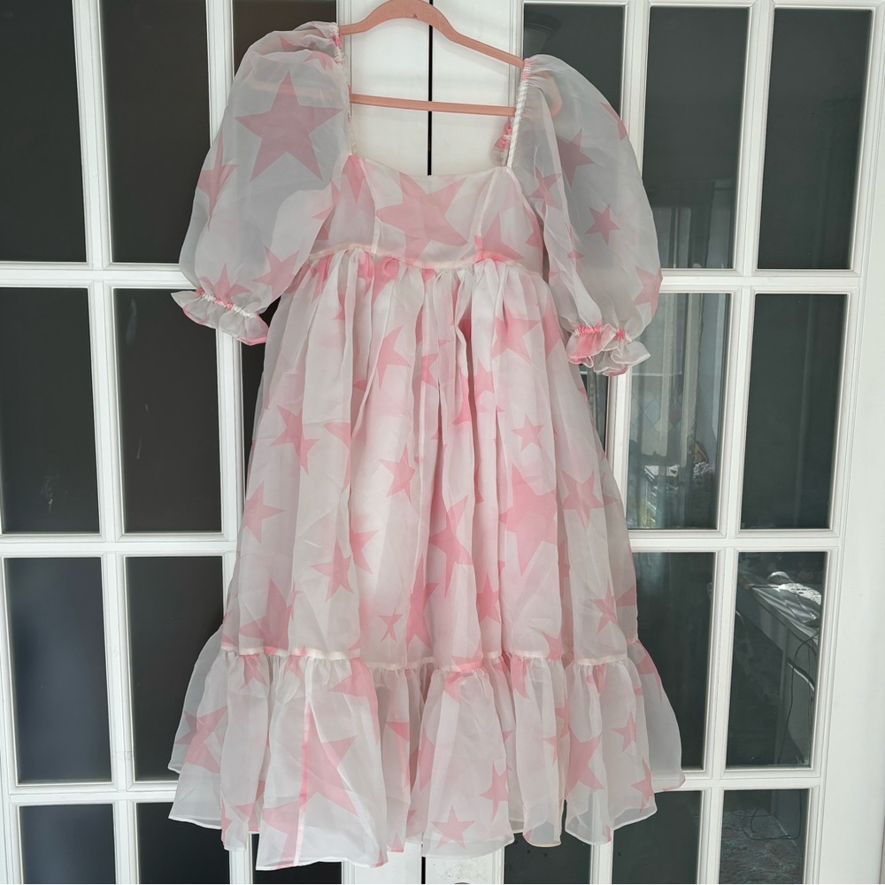 SELKIE pink star midi puff S small